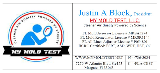 My Mold Test round logo and license informati5on.